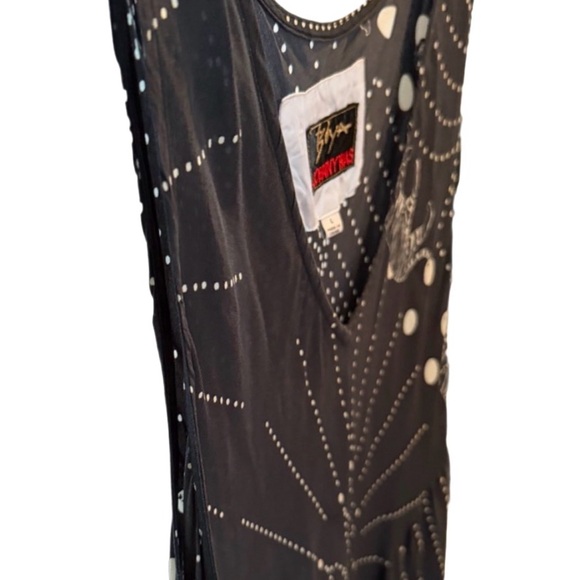 Johnny Was BIYA Black Silk Rea Dress with tiger graphics - sleeveless flowyyy lg - Picture 12 of 15